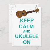Carte Postale Maintenez le calme et Ukulele sur une impression a (Devant / Derrière)