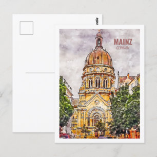 Carte Postale Mainz Allemagne Fameux Voyage Aquarelle croquis