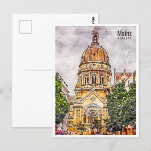 Carte Postale Mainz Allemagne Travel Place aquarelle