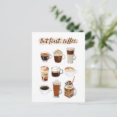 Carte postale "Mais d'abord, café" (Debout devant)