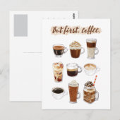 Carte postale "Mais d'abord, café" (Devant / Derrière)