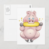 Carte Postale Maïs doux BBQ rose Piggy (Devant / Derrière)