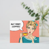 Carte Postale Mais le premier café (Debout devant)