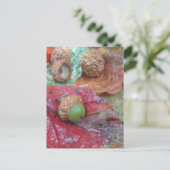 Carte Postale Maïs vert sur une feuille rouge (Debout devant)