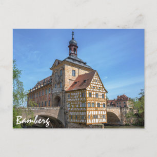Carte Postale Maison à colombages et pont à Bamberg, Allemagne