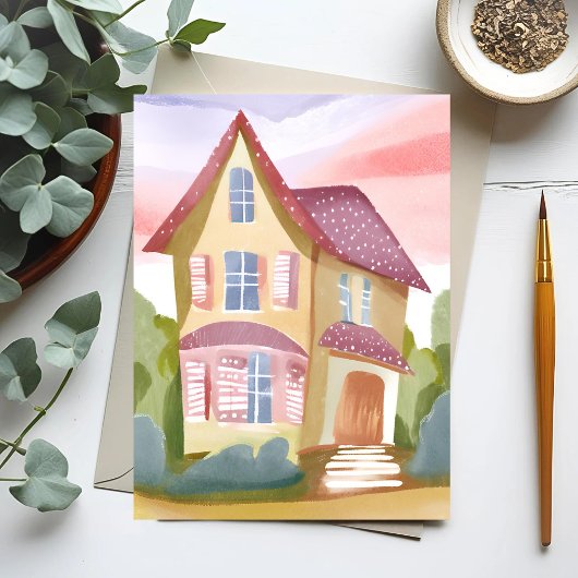 Carte Postale Maison à l'aquarelle | Joliment Peint