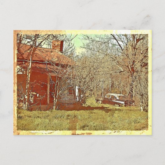 Carte Postale Maison ancienne et voiture (Devant)