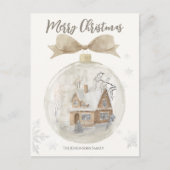 Carte Postale Maison aquarelle dans le Globe des neiges Noël (Devant)