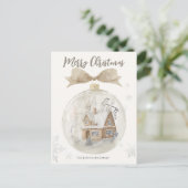 Carte Postale Maison aquarelle dans le Globe des neiges Noël (Debout devant)