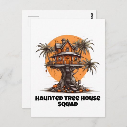 Carte Postale Maison arborée et citrouilles (Devant / Derrière)