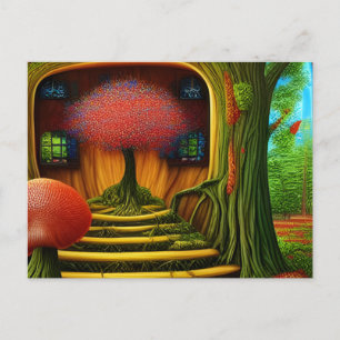Carte Postale Maison Arbre Surreal Dans La Forêt