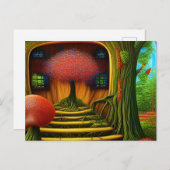 Carte Postale Maison Arbre Surreal Dans La Forêt (Devant / Derrière)