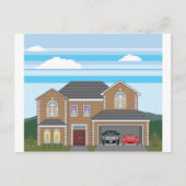 Carte Postale Maison avec garage ouvert. 2 voitures (Devant)