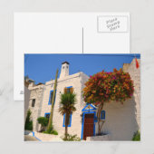 Carte Postale Maison Blanche avec porte bleue (Devant / Derrière)