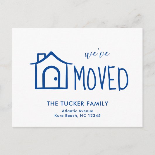 Carte Postale Maison Bleue Cute Nous avons Déménagé Faire-part (Devant)