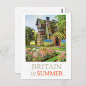 Carte Postale Maison britannique traditionnelle et jardin (Devant / Derrière)