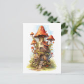 Carte Postale Maison champignon rouge (Debout devant)