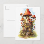 Carte Postale Maison champignon rouge (Devant / Derrière)
