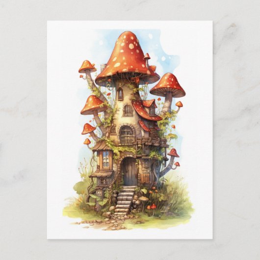 Carte Postale Maison champignon rouge (Devant)