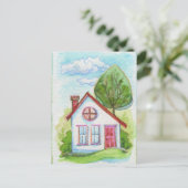 Carte Postale Maison couleur aquarelle (Debout devant)