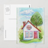 Carte Postale Maison couleur aquarelle (Devant / Derrière)