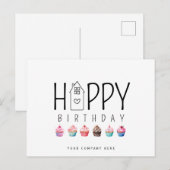 Carte Postale Maison Cupcake Colorée Joyeux Anniversaire Immobil (Devant / Derrière)