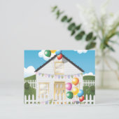 Carte Postale Maison d'anniversaire drôle avec ballons (Debout devant)