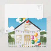 Carte Postale Maison d'anniversaire drôle avec ballons (Devant / Derrière)