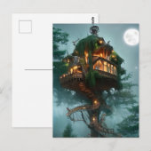 Carte Postale Maison dans l'arbre de fantaisie Art numérique (Devant / Derrière)