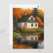 Carte Postale maison d'automne (Devant / Derrière)
