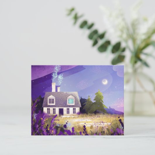 Carte Postale Maison de campagne avec cheminée (Debout devant)