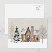 Carte Postale Maison de campagne hivernale chute de neige (Devant / Derrière)