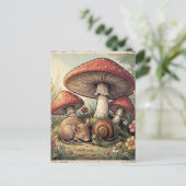 Carte Postale Maison de Campagne Rétro Champignons et Faune (Debout devant)