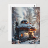 Carte Postale Maison de champignons dans la neige (Devant / Derrière)