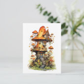 Carte Postale Maison de champignons rouge et blanc (Debout devant)