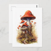 Carte Postale Maison de champignons rouge et blanc (Devant / Derrière)