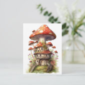 Carte Postale Maison de champignons rouge et blanc (Debout devant)