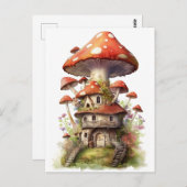 Carte Postale Maison de champignons rouge et blanc (Devant / Derrière)