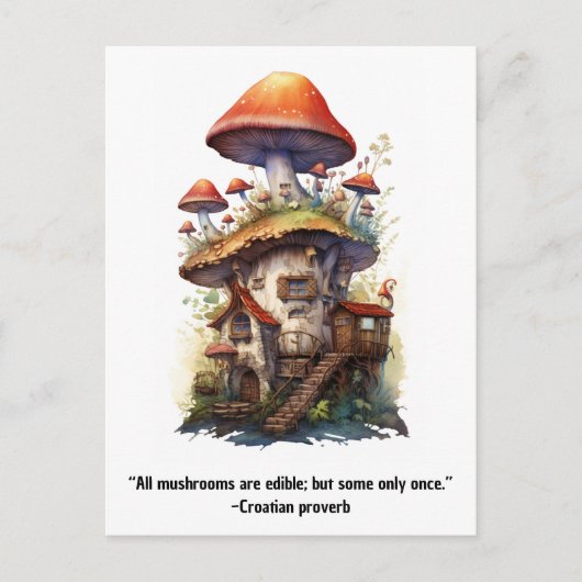 Carte Postale Maison de champignons Tous les champignons sont co (Devant)