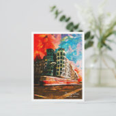 Carte Postale Maison de danse Prague Tchèque Belle peinture à hu (Debout devant)