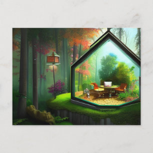 Carte Postale Maison de Fée Fantastique dans un Terrarium en For