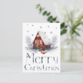 Carte Postale Maison de Jouet ou Cabane en Bois Rond, Pommes de  (Debout devant)