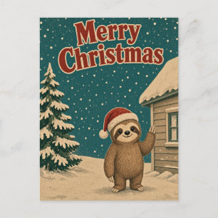 Carte Postale Maison de la Paresse Bordure Animal Noël