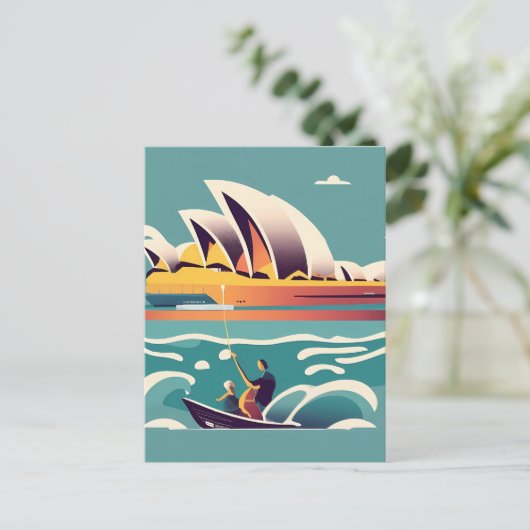 Carte Postale Maison de l'Opéra de Sydney Australie peinture sou (Debout devant)