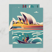 Carte Postale Maison de l'Opéra de Sydney Australie peinture sou (Devant / Derrière)