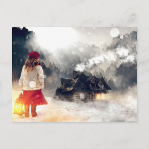 Carte Postale Maison de neige de voeux de Noël