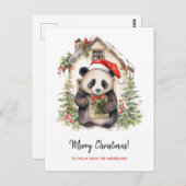 Carte Postale Maison de Noël Cute Panda Père Noël (Devant / Derrière)