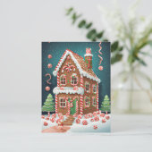 Carte Postale Maison de Noël en pain d'épice, poste (Debout devant)