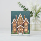 Carte Postale Maison de Noël en pain d'épice, poste (Debout devant)