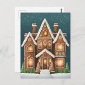 Carte Postale Maison de Noël en pain d'épice, poste (Devant / Derrière)